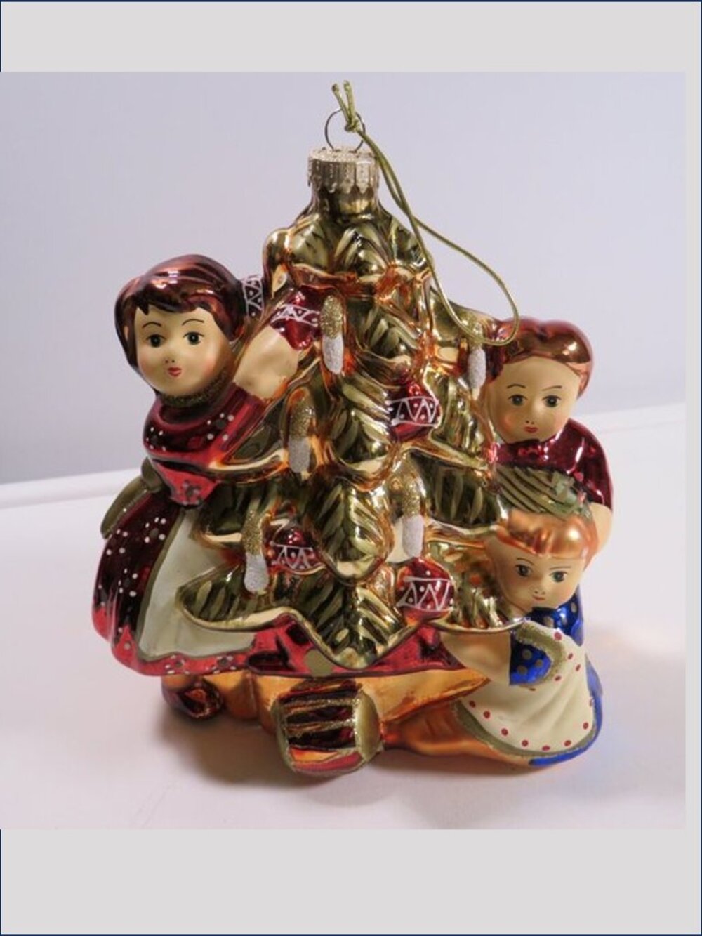 Blown Glass Christmas Tree Family Ornament Figurine Jewel Tones Large
